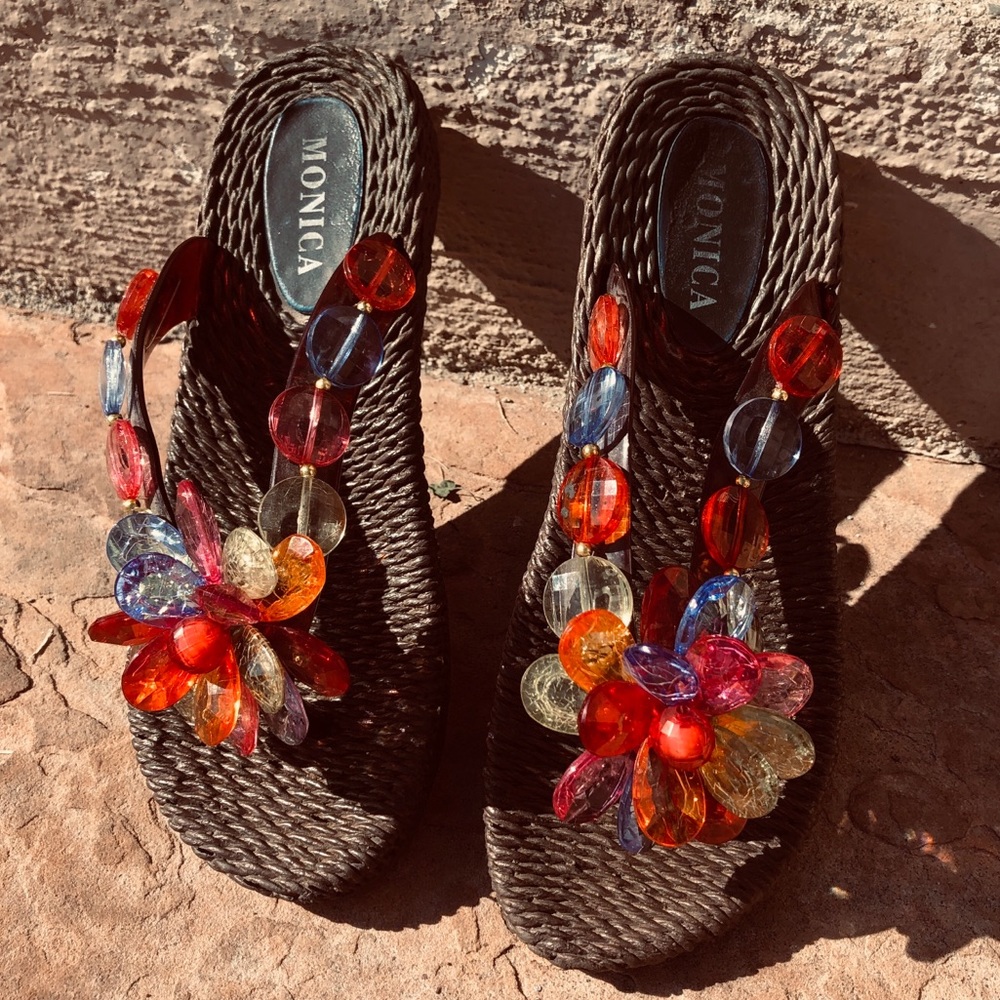 Vintage Monica Beaded Sandals - Size 5